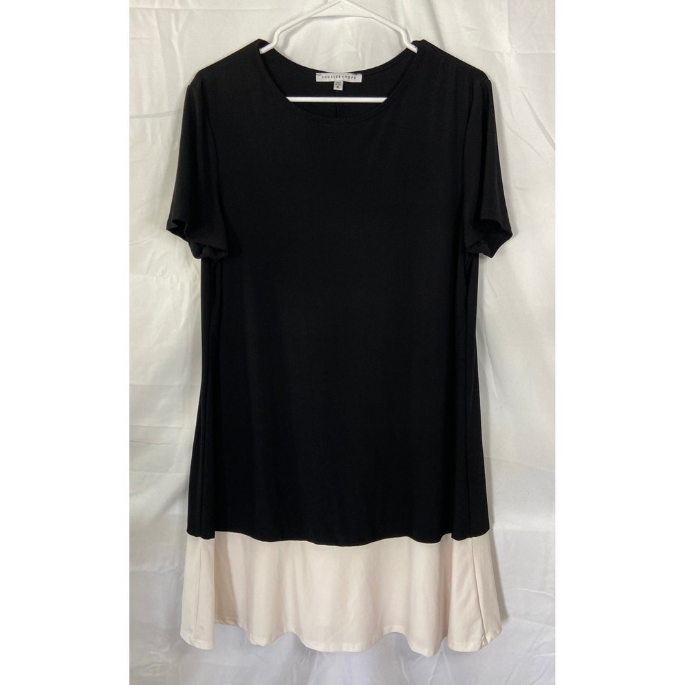 Annalee + Hope Womens XL Black Colorblock Short Sleeve Shift Dress Made USA - Picture 12 of 13